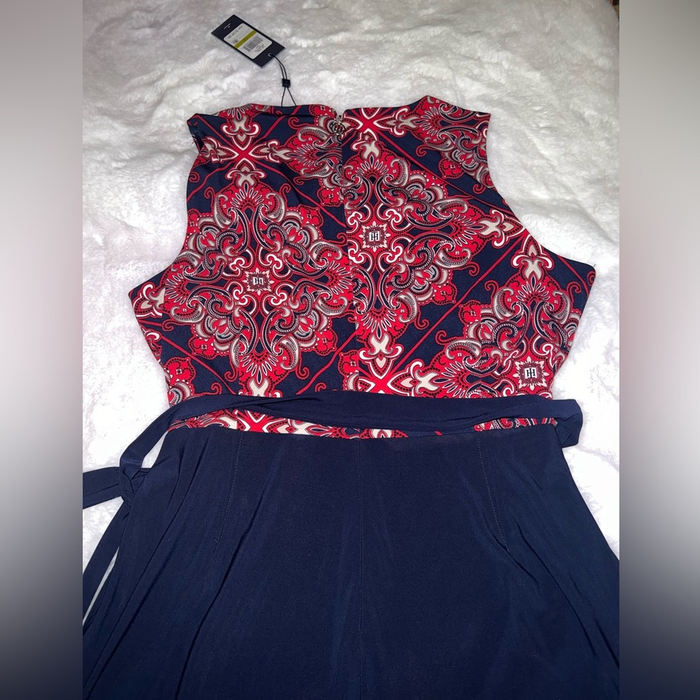 Tommy Hilfiger Women's Bandana Tie Waist Sleeveless Jumpsuit - Picture 8 of 10
